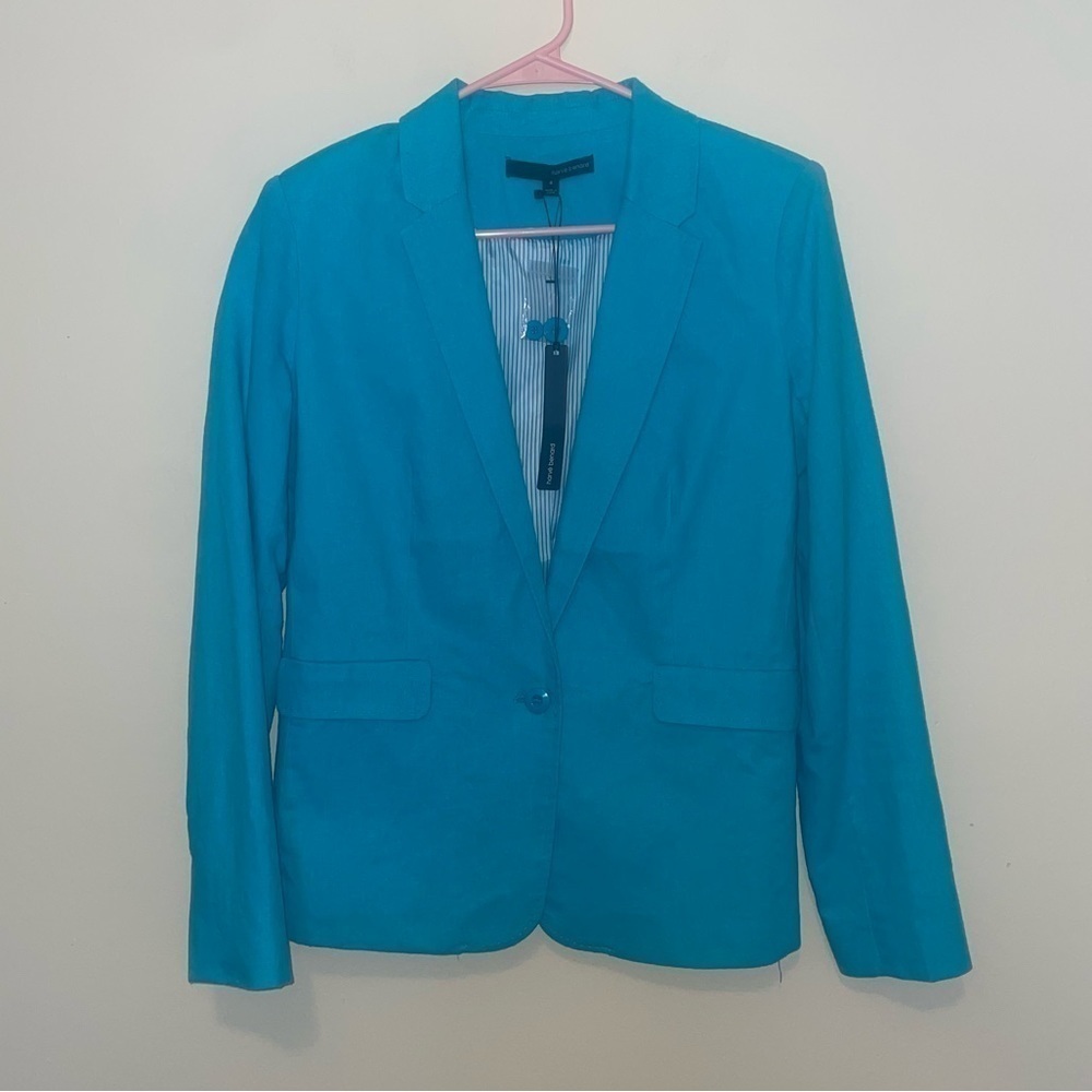 NWT Harve Benard Scuba Blue Linen Blend Blazer Size 4